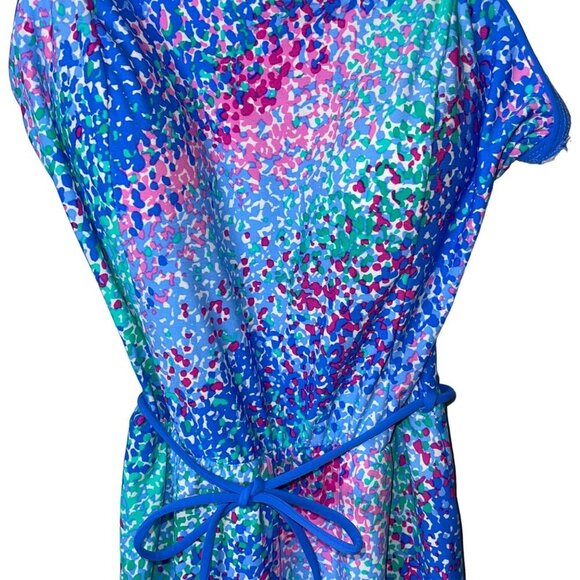 Sea Waves Vintage Womens Swim Romper Size 16 Blue Abstract Belted New - Picture 7 of 9